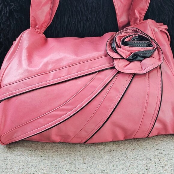 Women Fashion Shoulder Bag Purse Pink Faux Vegan Leather Bag Handbag - Picture 6 of 13